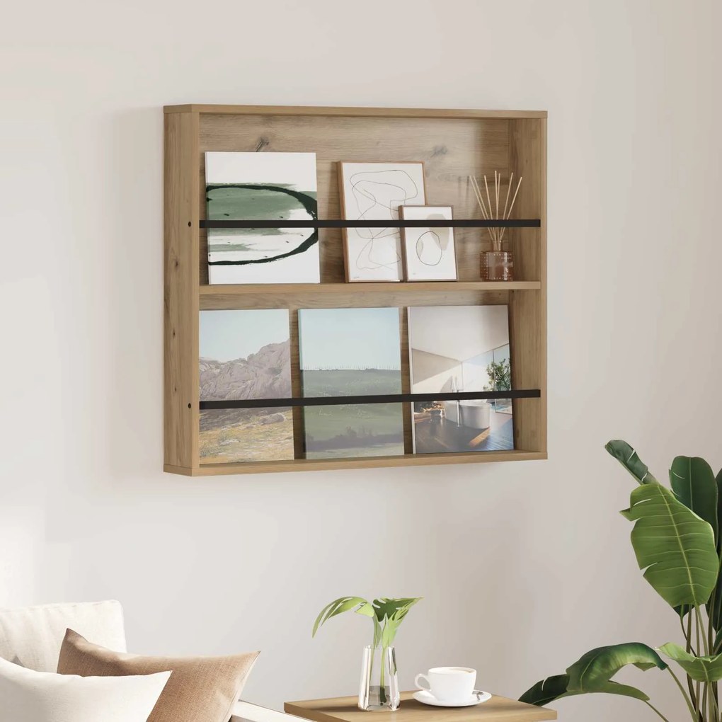 vidaXL Estante de Revistas Carvalho Artesanal 80 x 12 x 70 cm