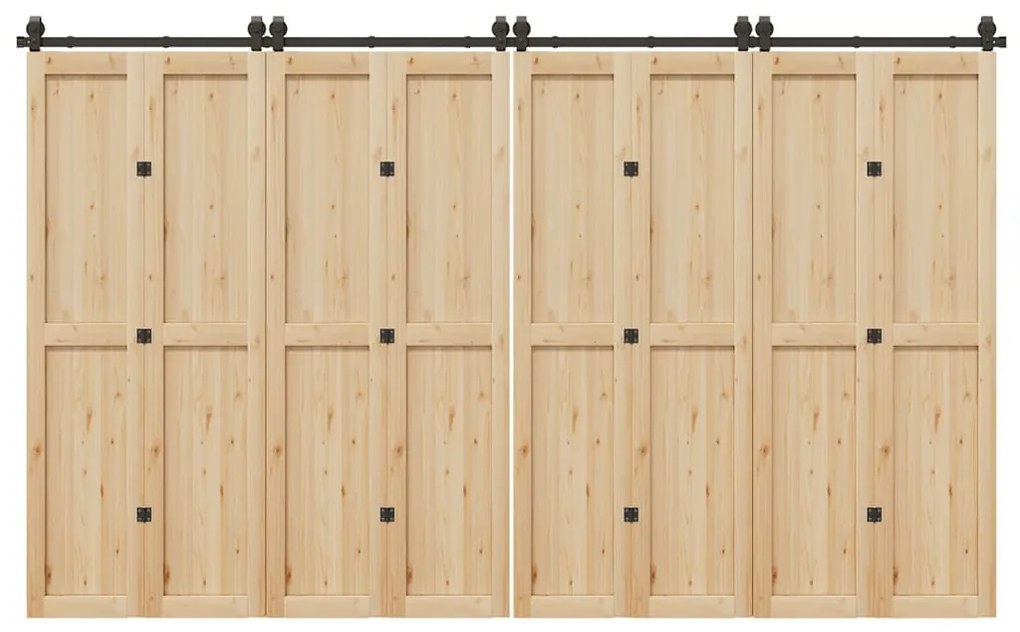 Kit de ferragens para porta deslizante 366 cm aço preto