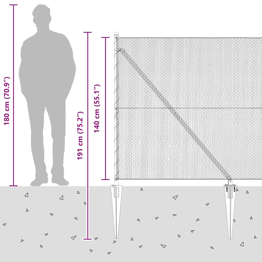 Cerca Hexagonal vidaXL Cinza 1,4x25 m Aço
