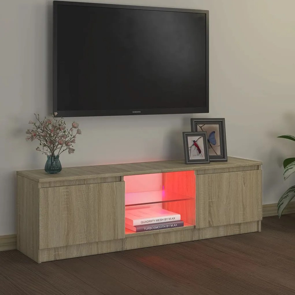 Móvel de TV com luzes LED 120x30x36 cm carvalho sonoma