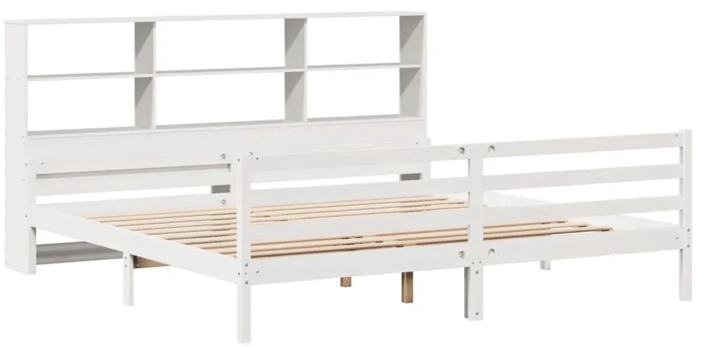 Cama com estante sem colchão 200x200 cm pinho maciço branco