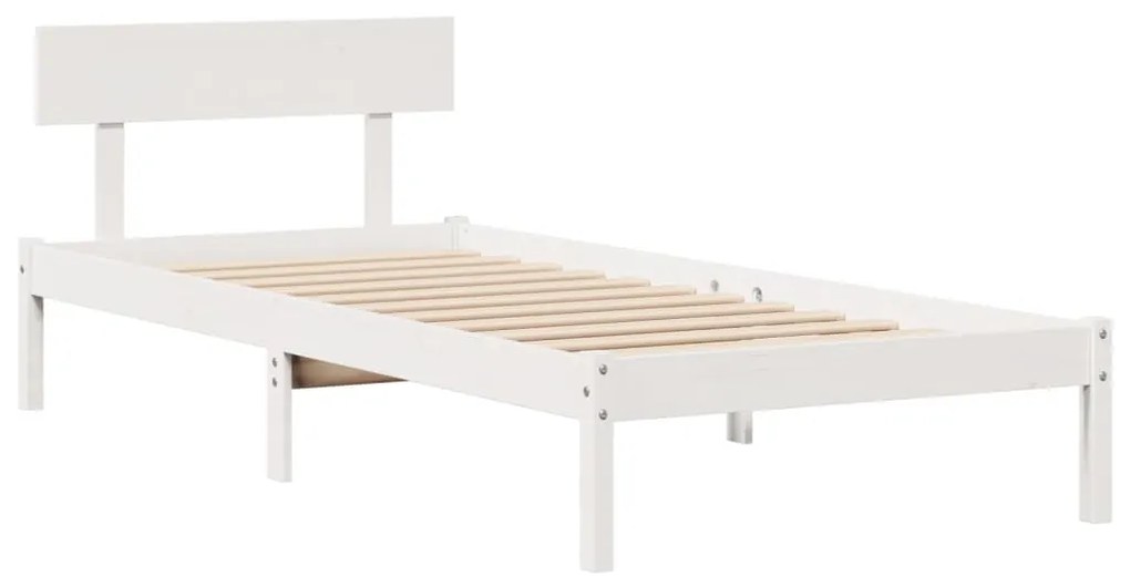 Cama com estante sem colchão 90x200 cm pinho maciço branco