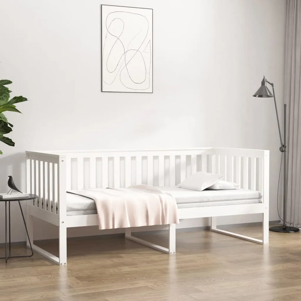 Sofá-cama 90 x 200 cm madeira de pinho maciça branco