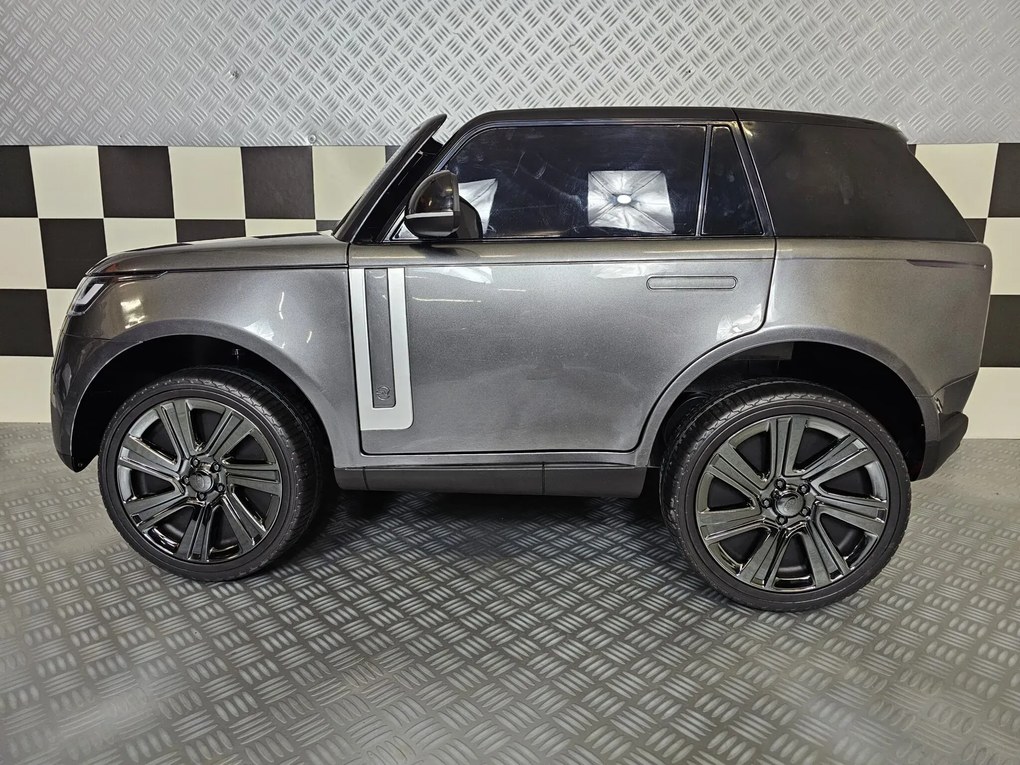 Carro elétrico para crianças RANGE ROVER VOGUE 24V, 2 Lugares, Pneus Borracha, Assento pele, Luzes Cinzento