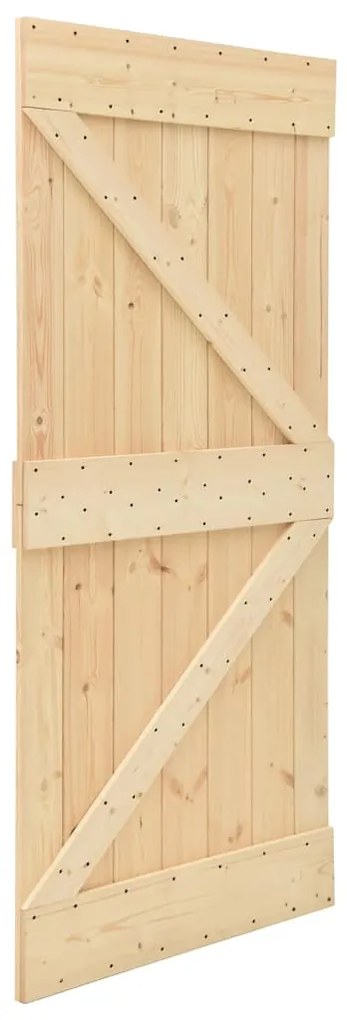 Porta de correr com ferragens 80x210 cm madeira de pinho maciça