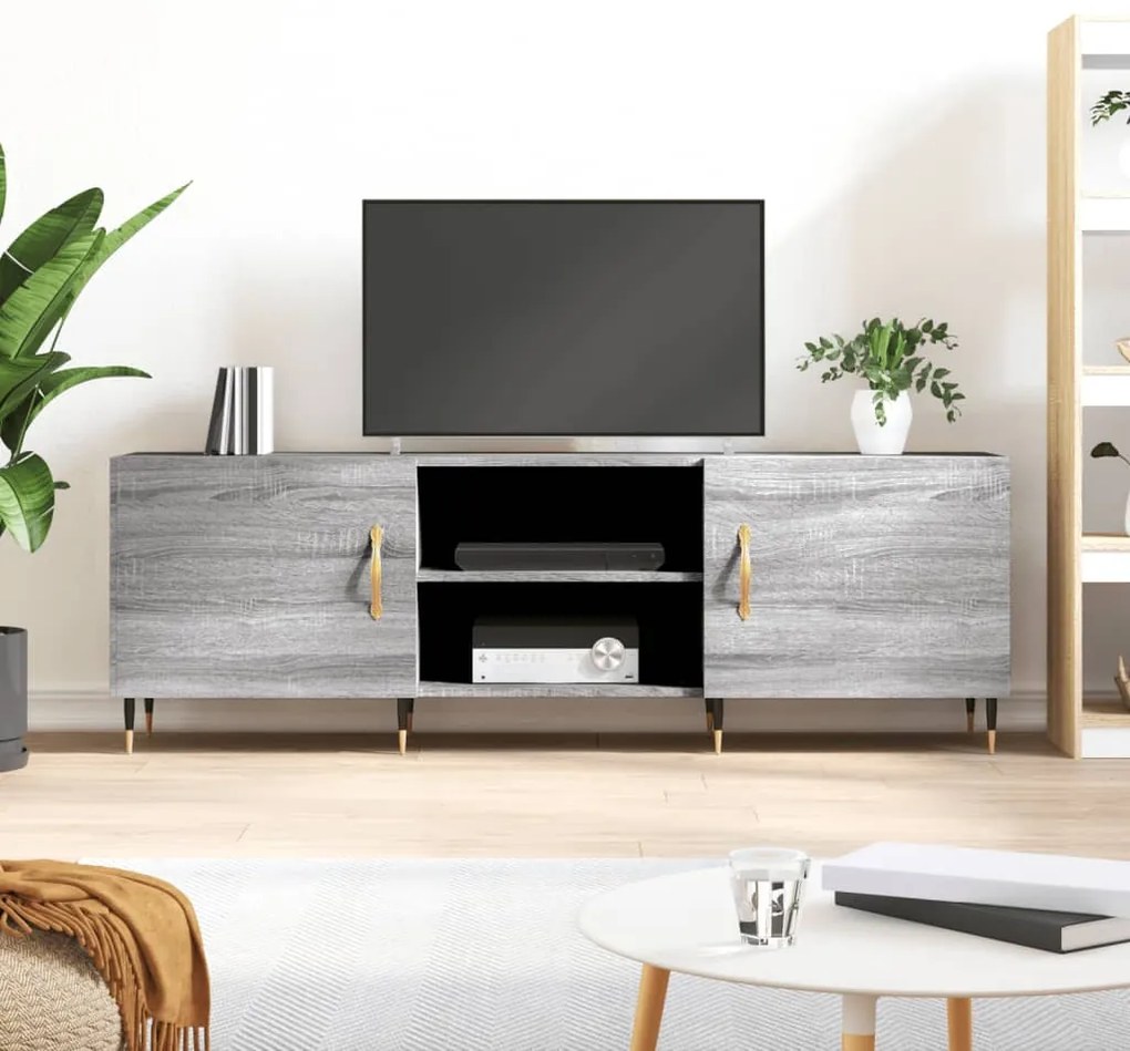 vidaXL Móvel de TV 150x30x50 cm derivados de madeira cinzento sonoma