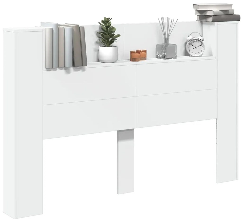Armário de cabeceira com luzes LED 160x16,5x103,5 cm branco