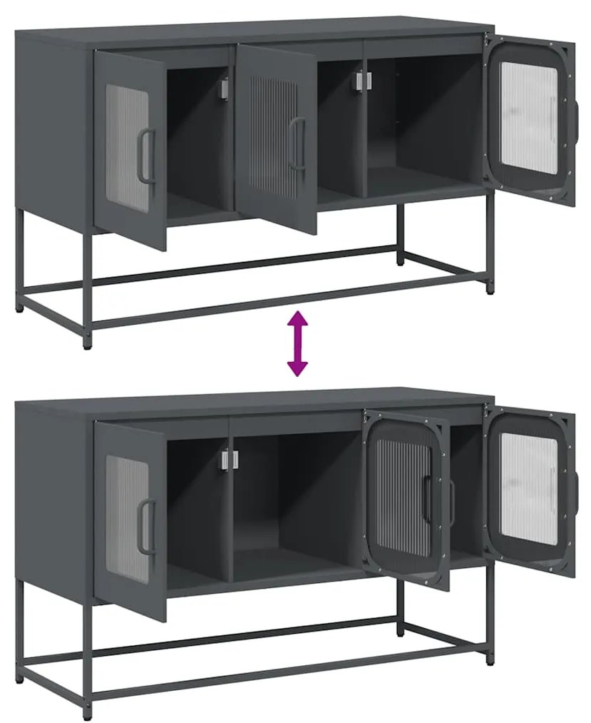 Móvel de TV 100,5x39x60,5 cm aço laminado a frio antracite