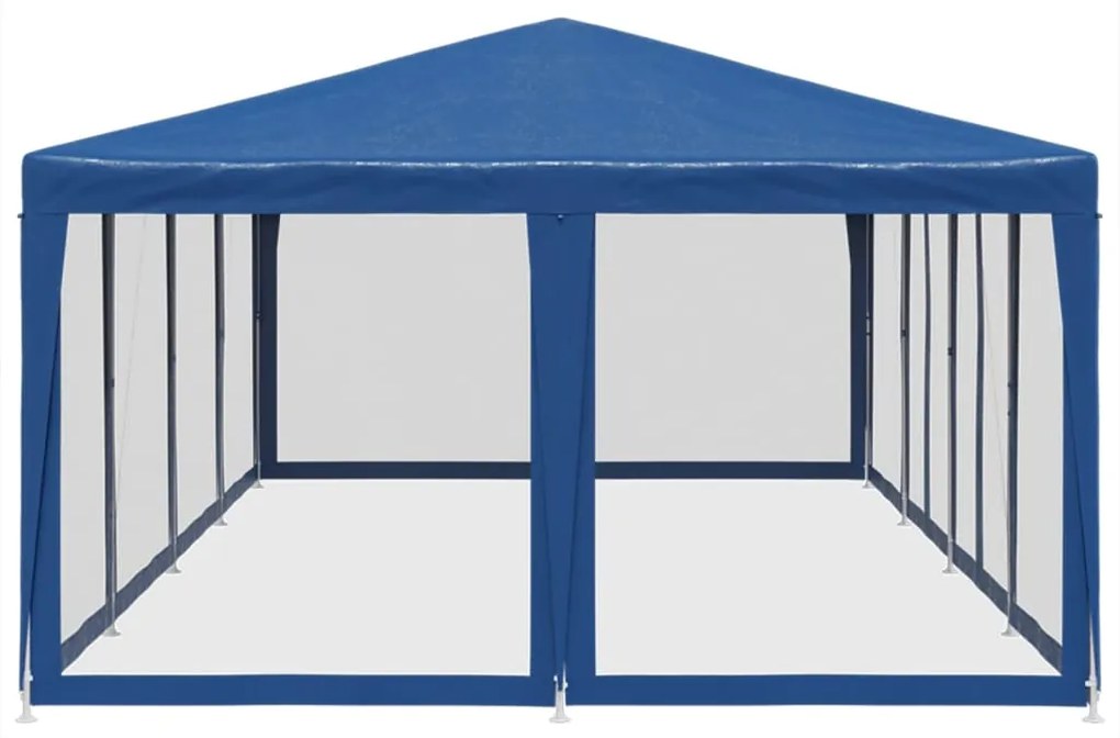 Tenda p/ festas c/ 12 paredes laterais em rede 8x4 m PEAD azul