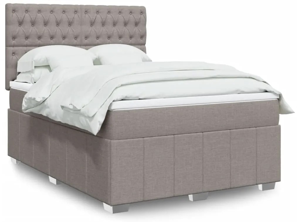 Cama com molas/colchão 140x190 cm tecido castanho-acinzentado