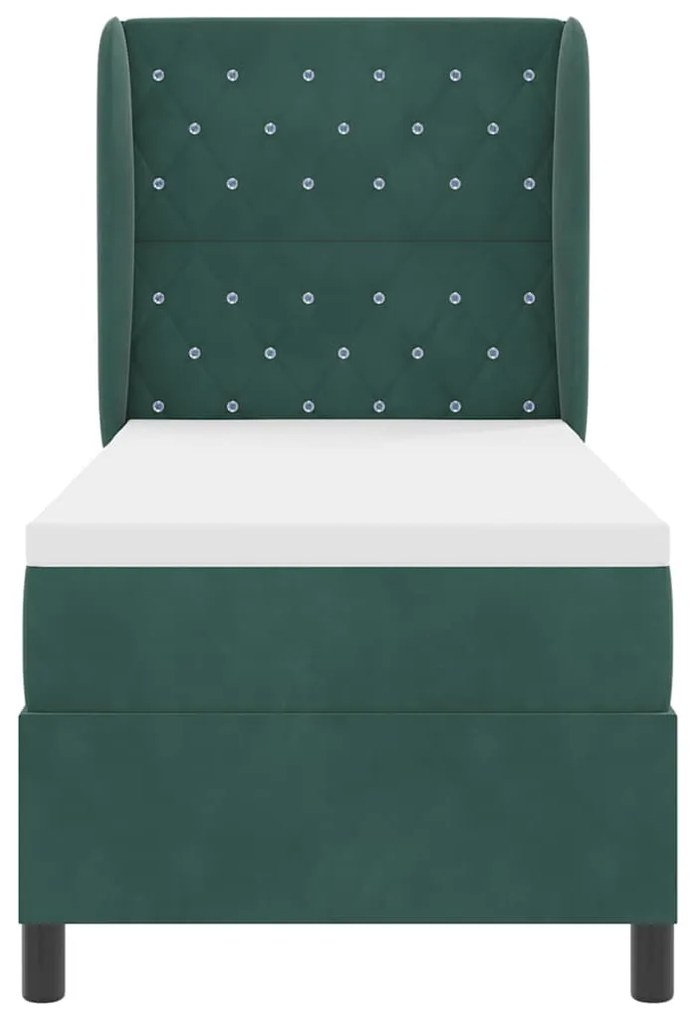 Cama Box com Colchão Verde Escuro 80 x 200 cm em Veludo