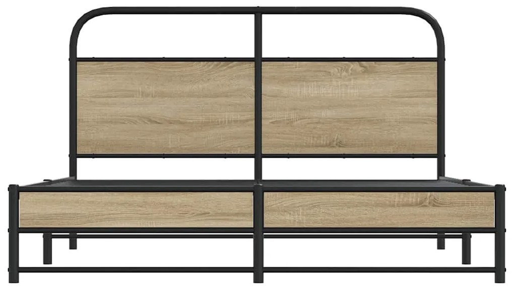 Estrutura de cama s/ colchão derivados madeira carvalho fumado