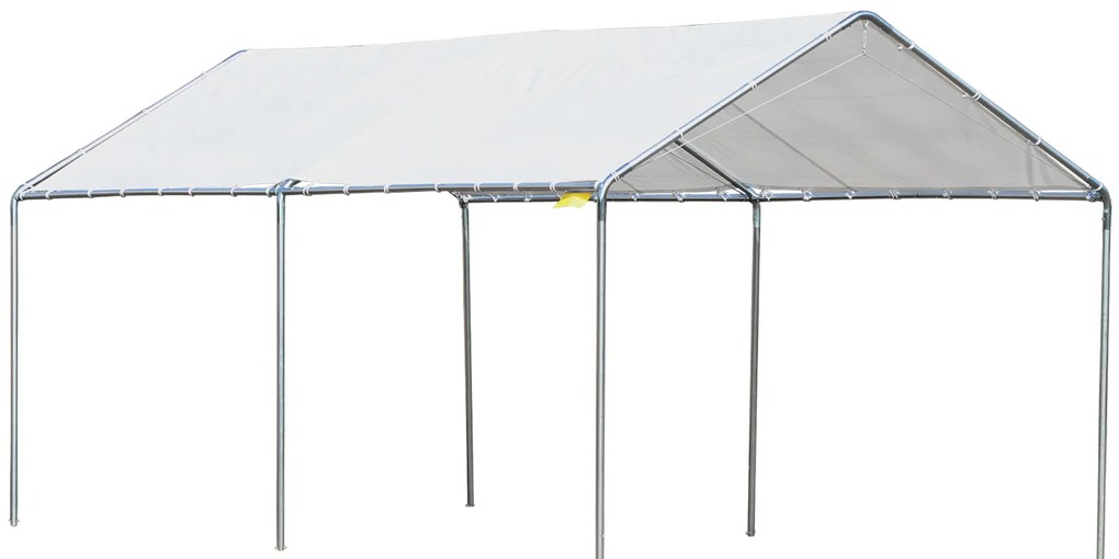 Outsunny Tenda de garagem 3x6 m Impermeável com Toldo de Tecido PE e Estrutura de Aço Galvanizado Branco
