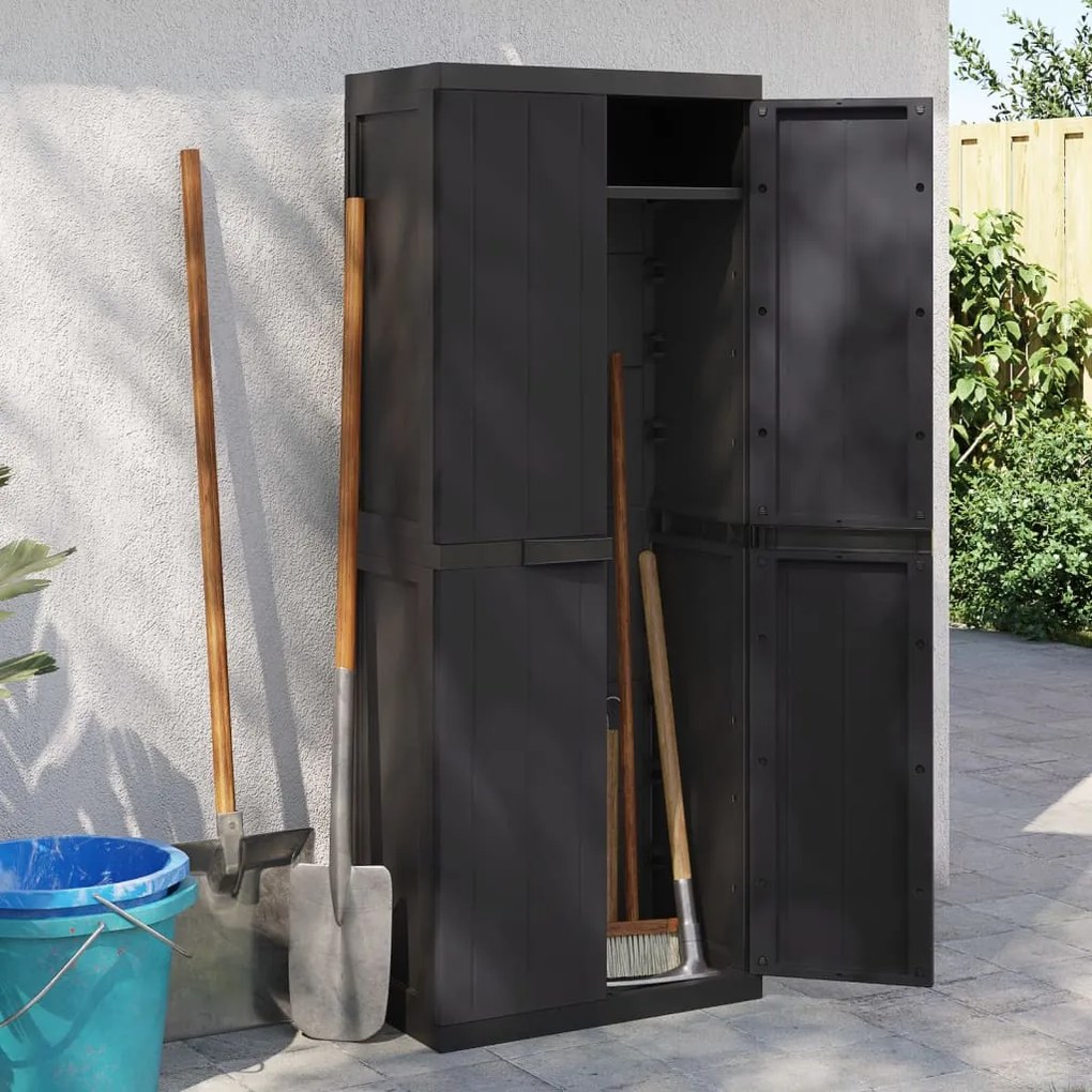 Móvel de arrumação para exterior 65x37x165 PP preto