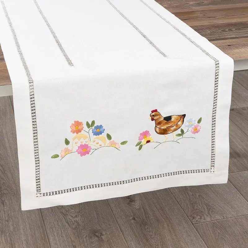 50x180 cm - Caminho de mesa linho - Bordados da Lixa
