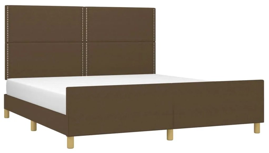 Estrutura de cama sem colchão 160x200 cm tecido castanho-escuro
