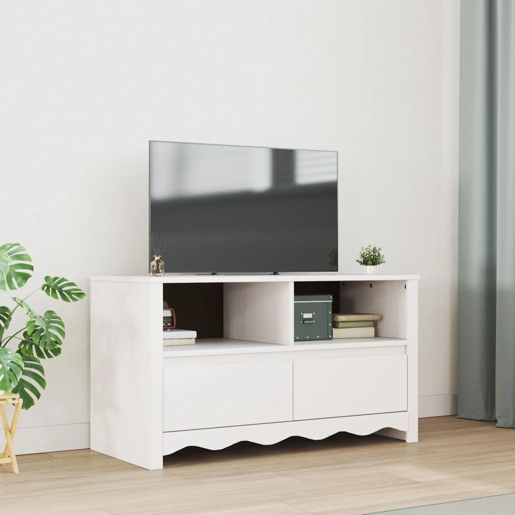 Aparador de TV vidaXL "DRAMMEN" Branco 99x43x55 cm Madeira Sólida de P