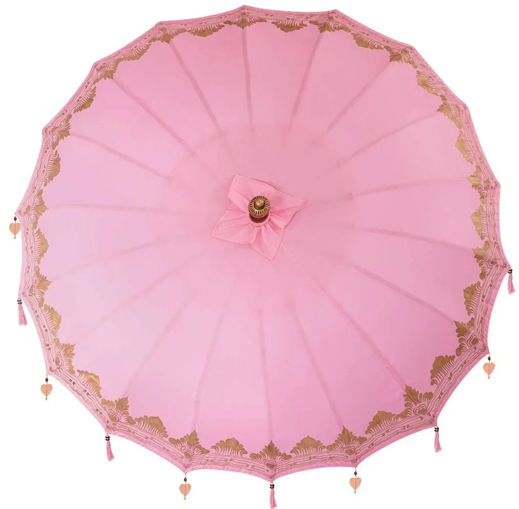 Guarda-sol Outros Manual Rosa x 260 cm Algodão e madeira sólida