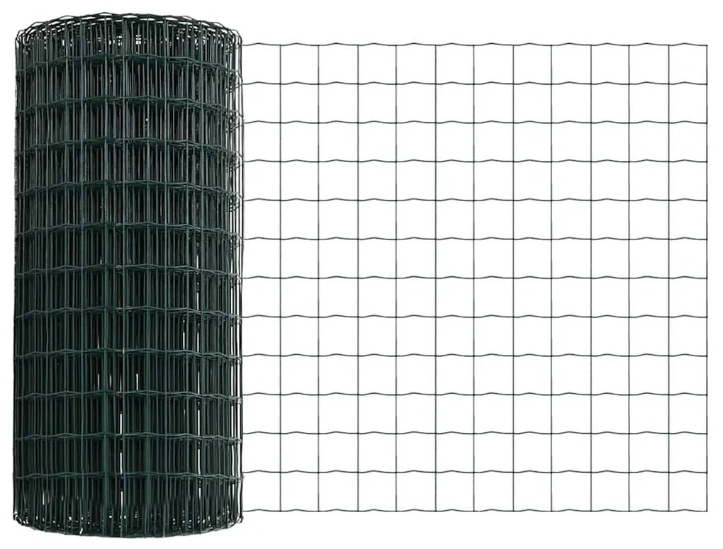 Cerca Euro com 11 Postes Verde 0,6x25 m Aço