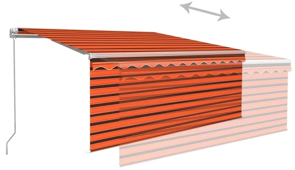 Toldo retrátil manual com estore 3,5x2,5 m laranja/castanho