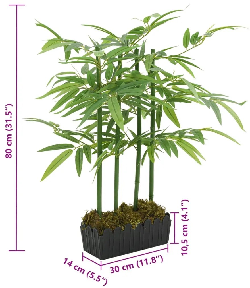 Árvore de bambu artificial 240 folhas 80 cm verde