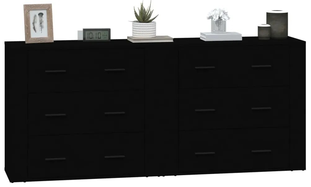 Aparadores 2 pcs derivados de madeira preto