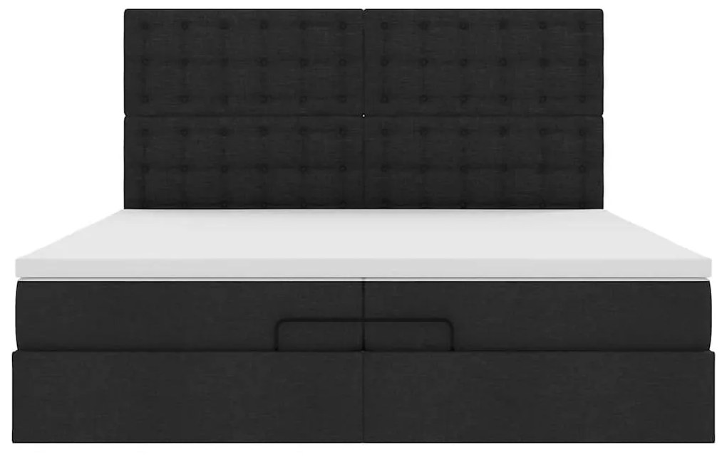 63 / 5,000vidaXL Estrutura de cama otomana com colchões tecido preto