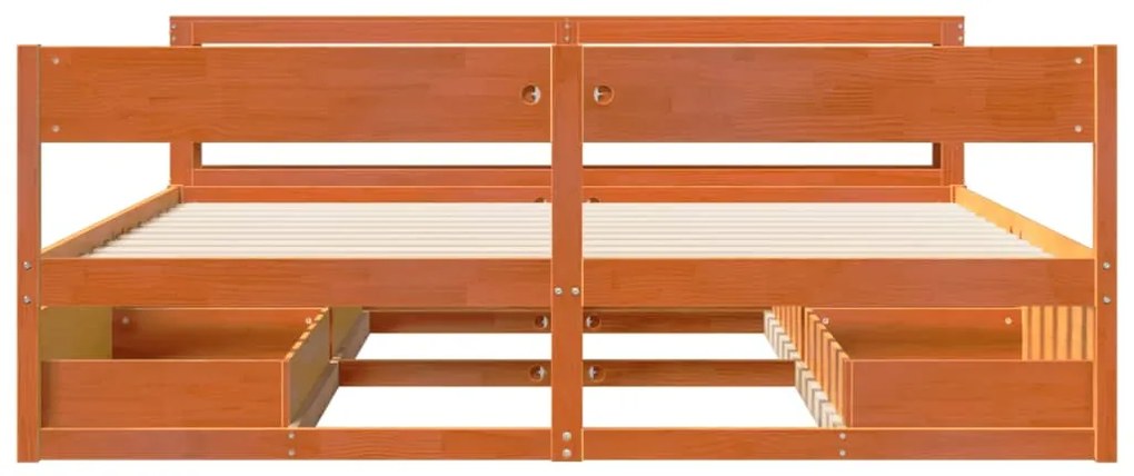 Cama sem colchão 200x200 cm pinho maciço castanho-mel
