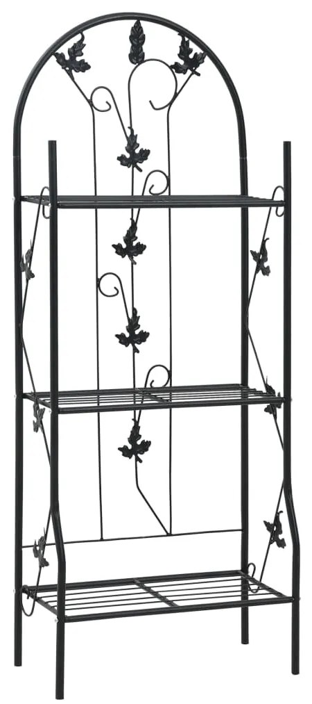 47097 vidaXL Suporte para plantas com 3 prateleiras 52x28x128 cm ferro preto