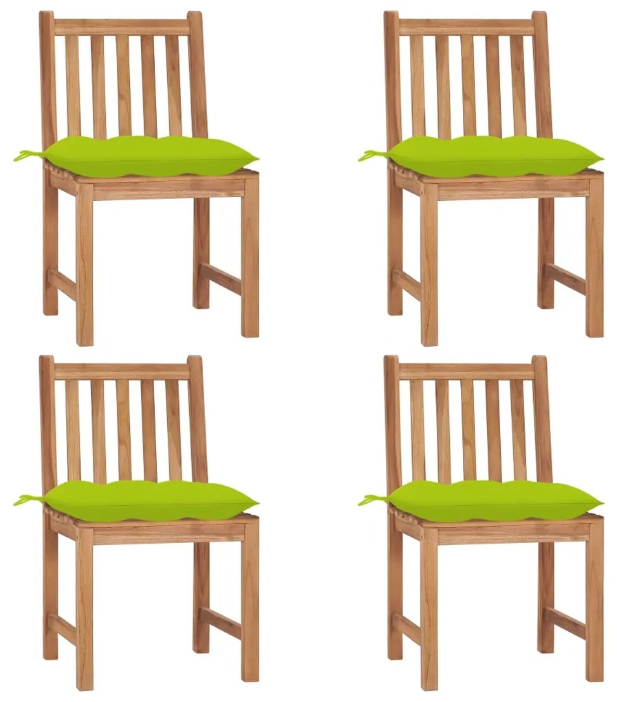 vidaXL Cadeiras de jardim c/ almofadões 4 pcs madeira de teca maciça