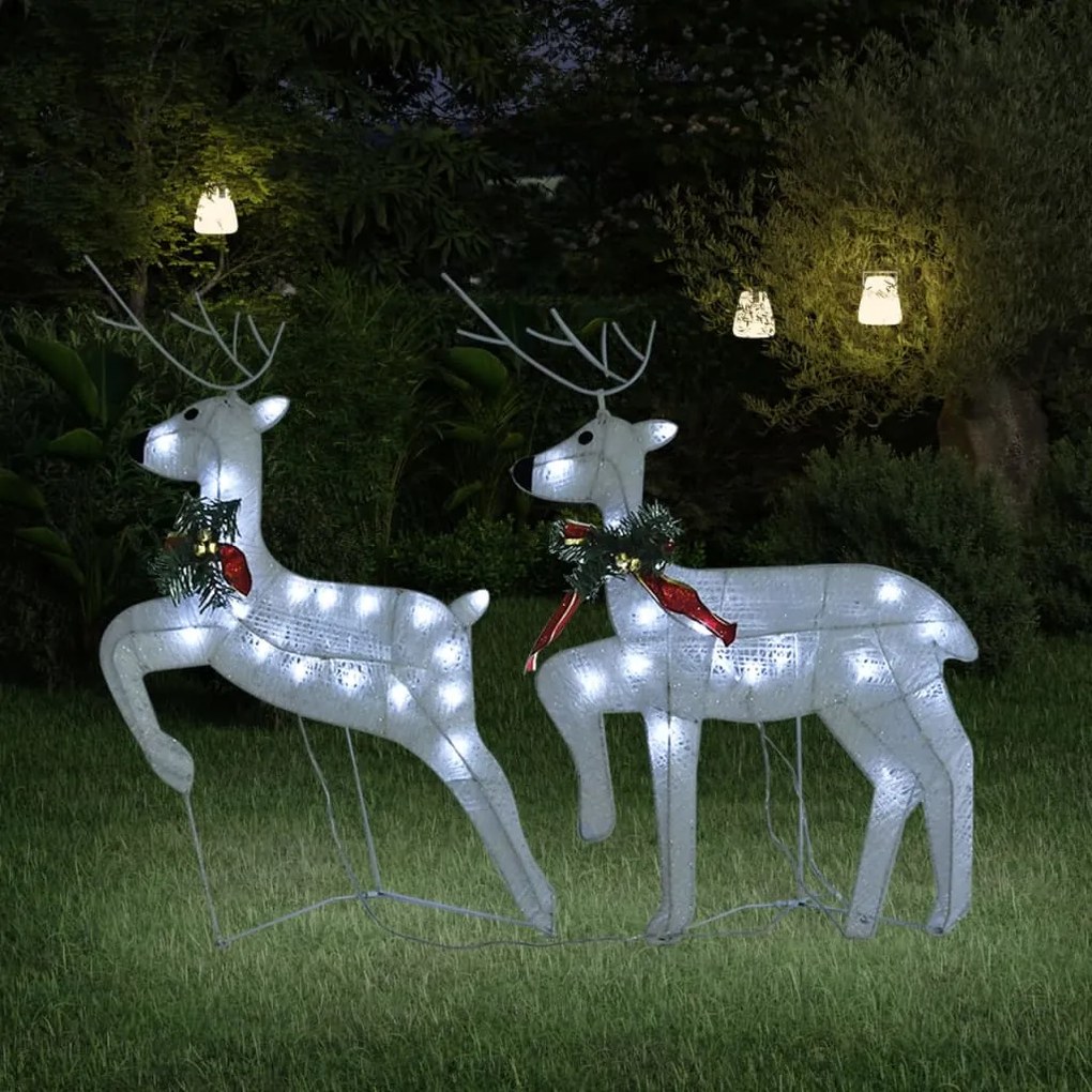 342685 vidaXL Renas de Natal 2 pcs 40 LEDs branco