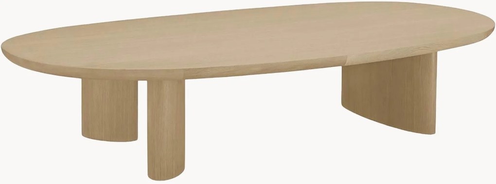 Mesa de centro oval artesanal em madeira Lindner