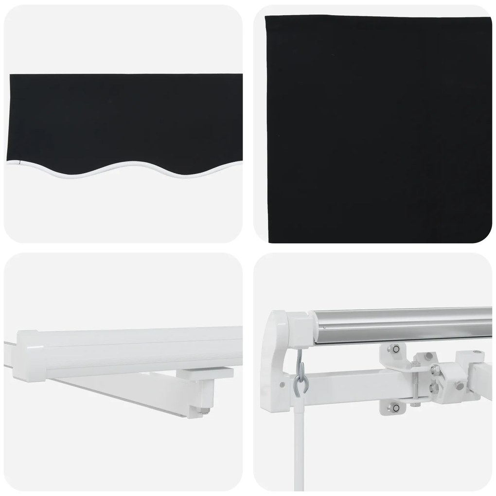 Toldo Retrátil Manual vidaXL com LED Preto 600x350 cm