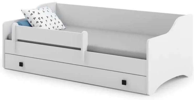 Cama infantil Erik branca 160x80 puxador preto - colchão e estrado incluído