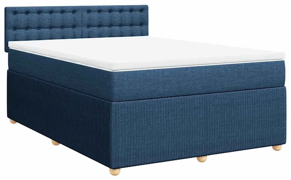 Cama com molas/colchão 140x200 cm tecido azul