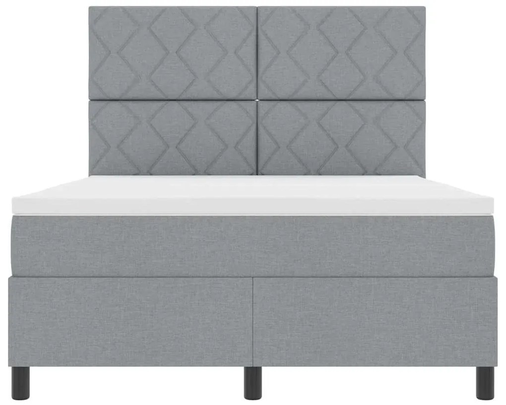 Cama Box Spring com Colchão Cinza Claro 160x200 cm Tecido
