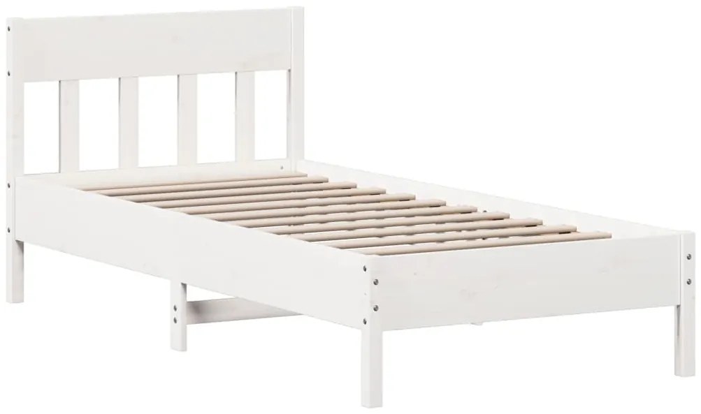 Cama com estante sem colchão 90x200 cm pinho maciço branco