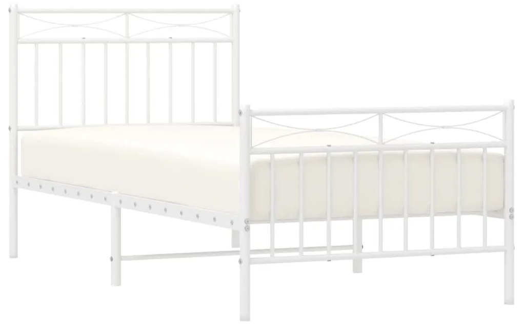 Estrutura de cama com cabeceira e pés 90x200 cm metal branco