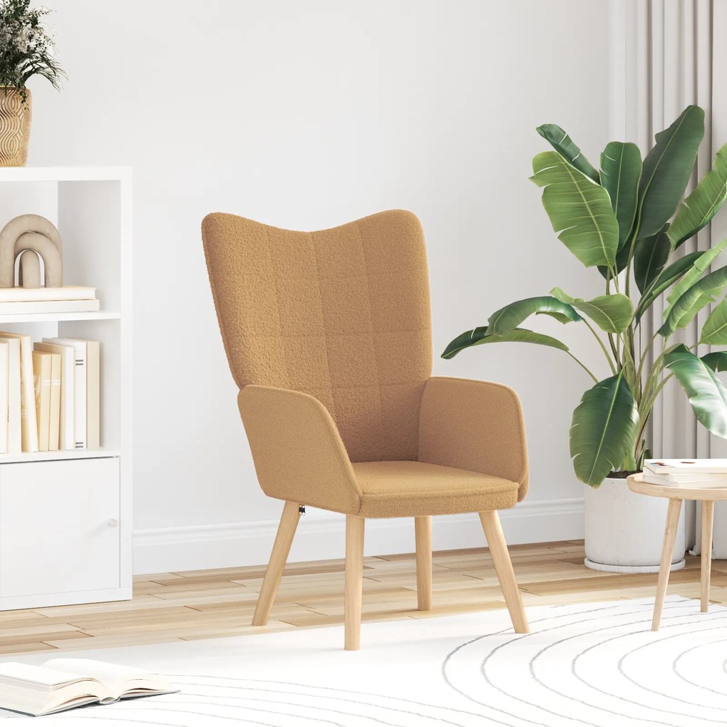 Poltrona Relaxante vidaXL Bege em Tecido Estilo Lã
