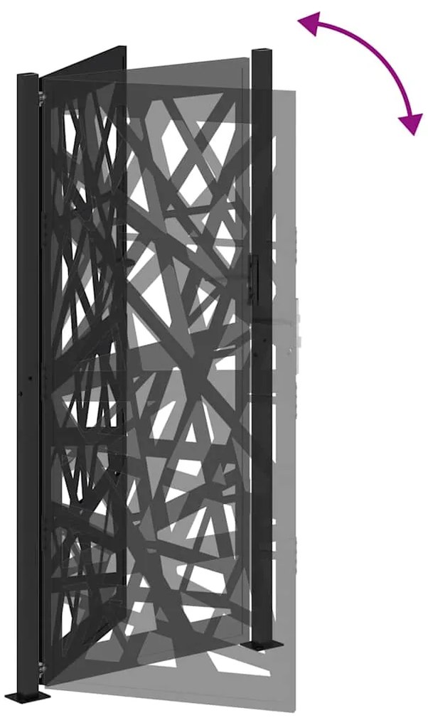 Portão de jardim 105x205 cm preto com luz em aço