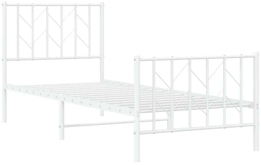 Estrutura de cama com cabeceira e pés 80x200 cm metal branco