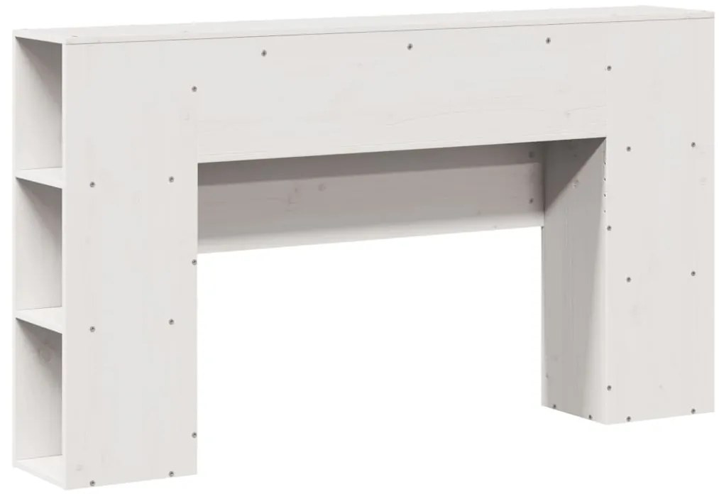 Cabeceira com arrumação 140 cm madeira de pinho maciça branco