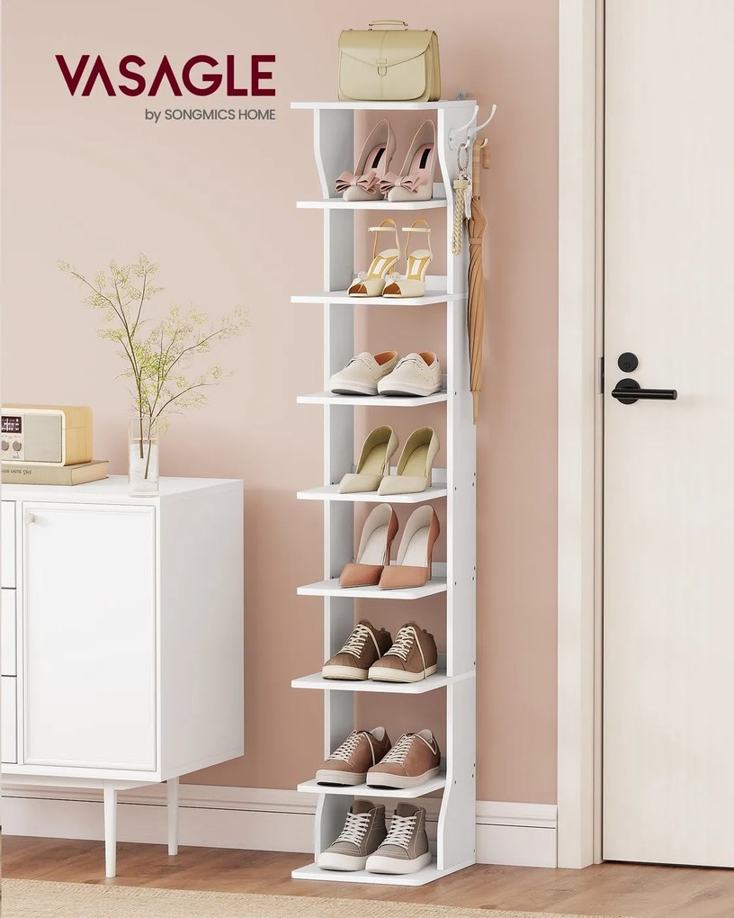 Sapateira estreita com 8 prateleiras 30 x 26,4 x 147 cm branco