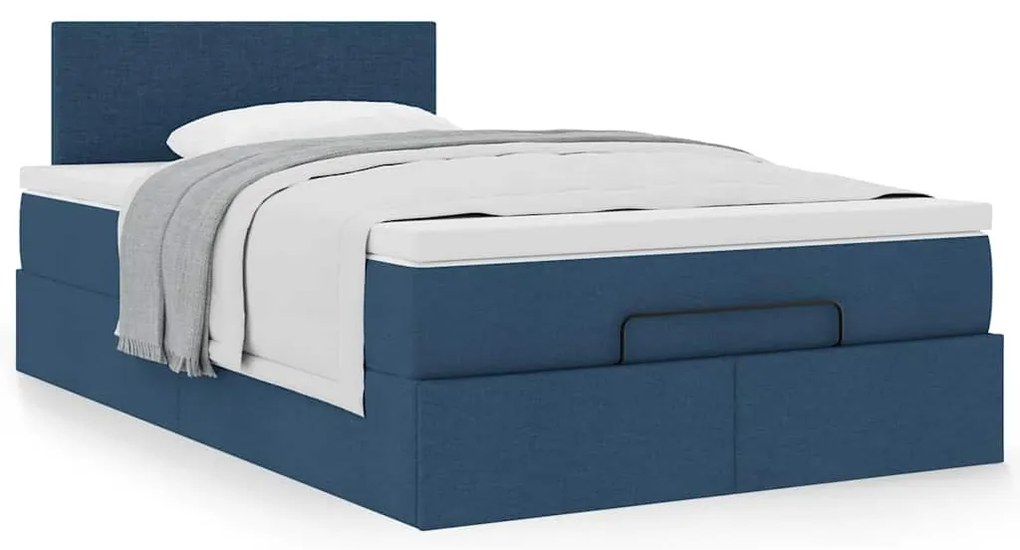 Cama otomana com colchão 120x200 cm tecido azul