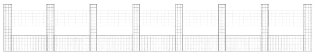 Cesto gabião em forma de U c/ 8 postes 860x20x150 cm ferro