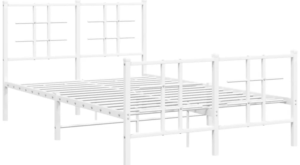 Estrutura de cama com cabeceira e pés 120x190 cm metal branco