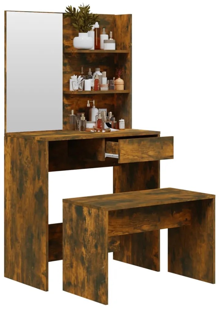 Conjunto toucador 74,5x40x141 cm cor carvalho fumado
