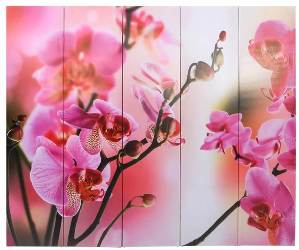 Biombo dobrável com estampa de flores 200x170 cm