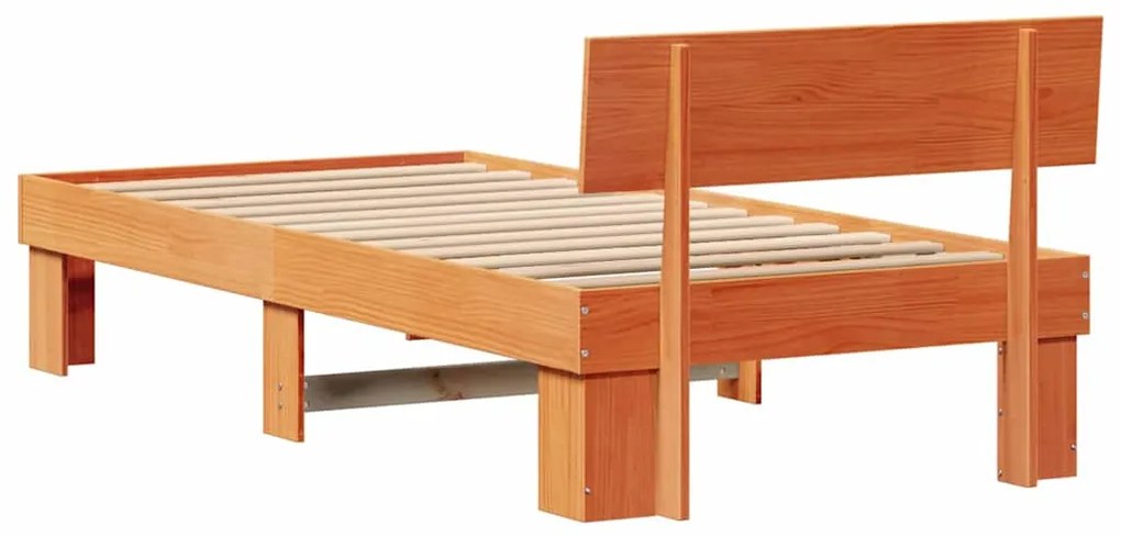 Estrutura da Cama com cabeceira Castanho-mel 90 x 190 cm