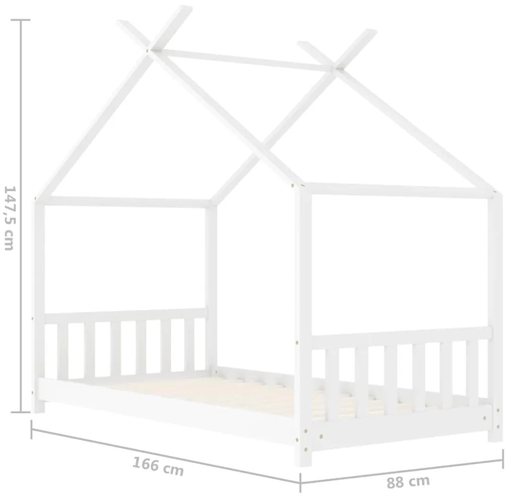 Estrutura de cama para crianças 80x160 cm pinho maciço branco